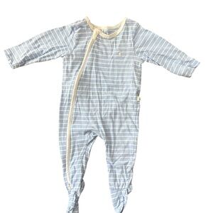 Little Green and Co Australia Soft Blue and Cream Striped Footie